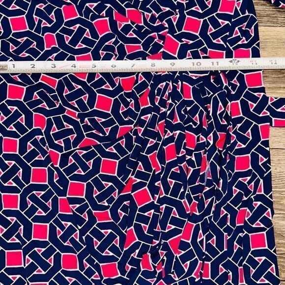 Maggy London pink/blue geometric wrap dress sz 10 - Picture 9 of 16